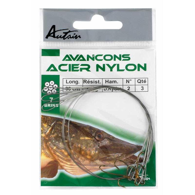 HAMEÇON MONTÉ AUTAIN ACIER NYLON 30CM - PAR 3 - 3 - 7 - N°2 - 30