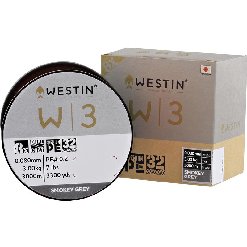 TRESSE WESTIN W3 8-BRAID SMOKEY GREY - Gris Foncé - 8/100 - 3 - 3000 - 7 - 0.2