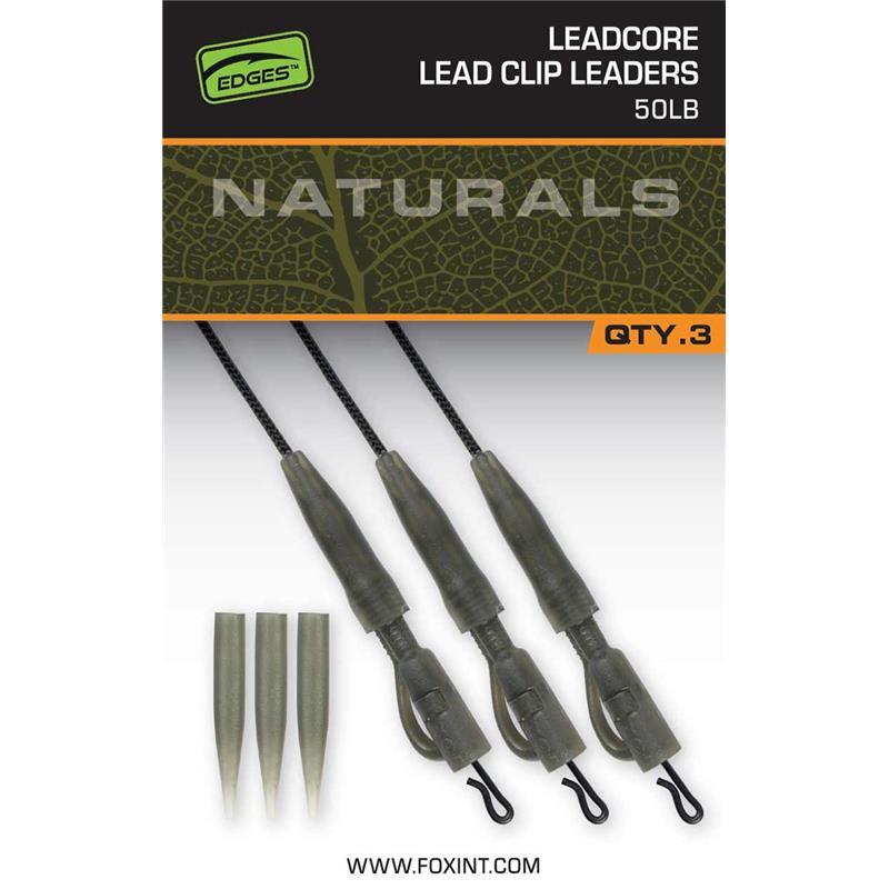 LEADCORE FOX EDGES NATURALS LEADCORE POWER GRIP LEAD CLIP LEADERS - 3 - 75 - 50